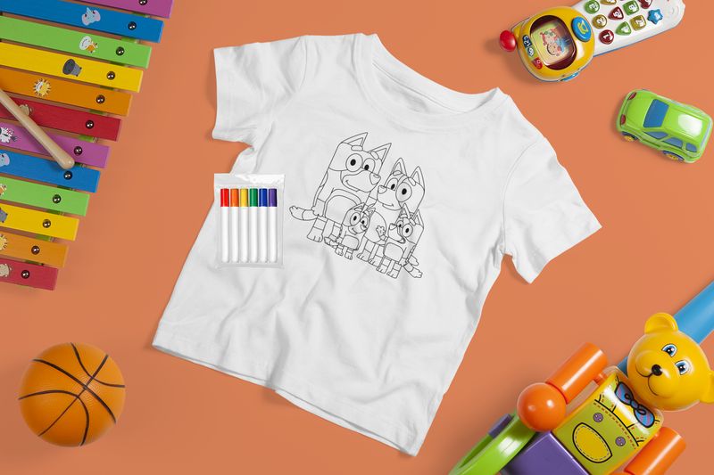 Color Me Bluey &amp; Family T Shirt