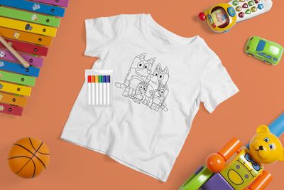 Color Me Bluey &amp; Family T Shirt