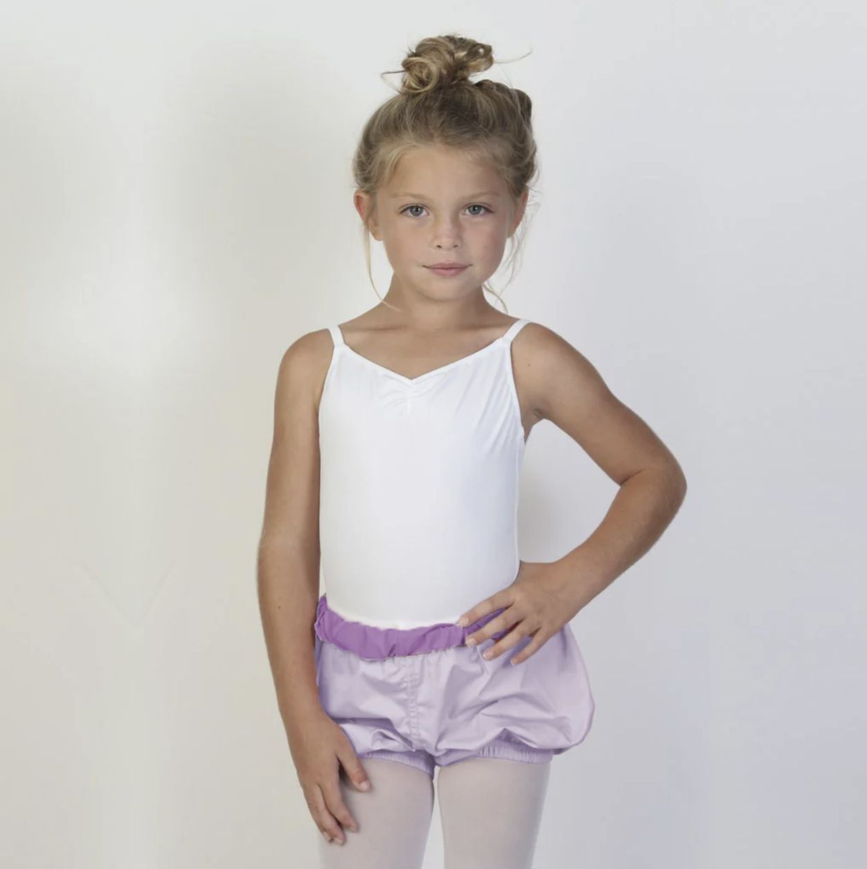 Bullet Pointe: Shorts - Youth, Color: Cloud/Plum, Size: Tiny (2-4)