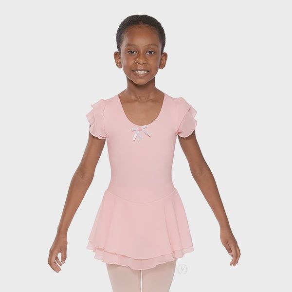 Eurotard: Ruffle Sleeve Dance Dress - Youth, Color: Pink, Size: Extra Small