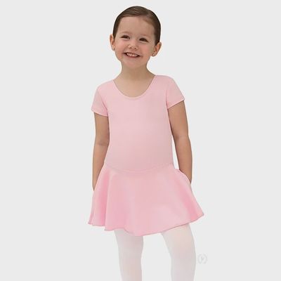 Eurotard: Microfiber Short Sleeve Dance Dress - Youth, Color: Pink, Size: Extra Small