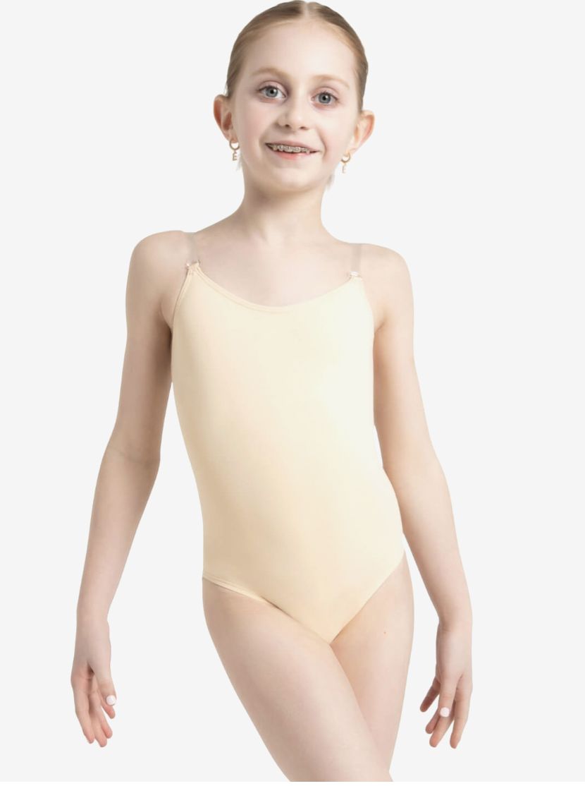 Capezio: Camisole Leotard w/ Clear Transition Straps - Youth, Color: Nude, Size: Intermediate