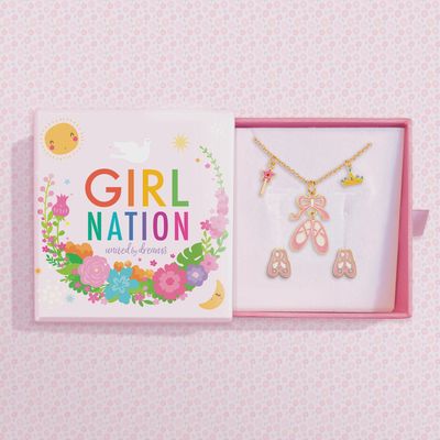 Girl Nation: Charming Whimsy Necklace &amp; Earring Gift Set- Ballet Shoes