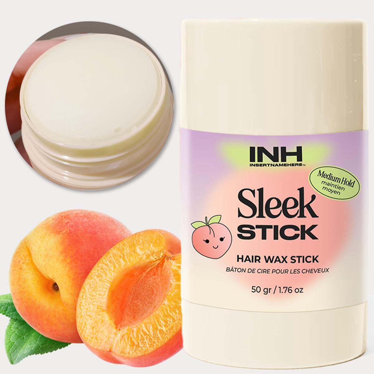 INH Hair: Sleek Stick | Finishing &amp; Smoothing Vegan Hair Wax Stick, Scent: California Peach