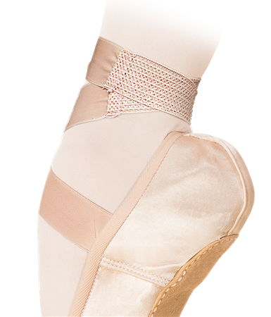 Nikolay: Satin ribbon with pre-sewn mesh elastic, Color: Ballet Pink