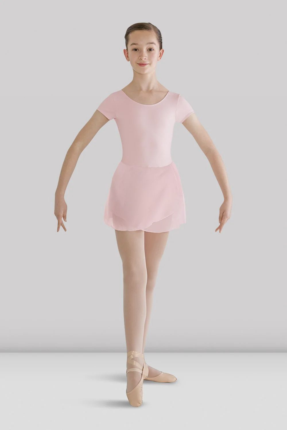 Bloch: Prisha Short Sleeve Skirted Leotard - Youth, Color: Light Pink, Size: 2-4 yr