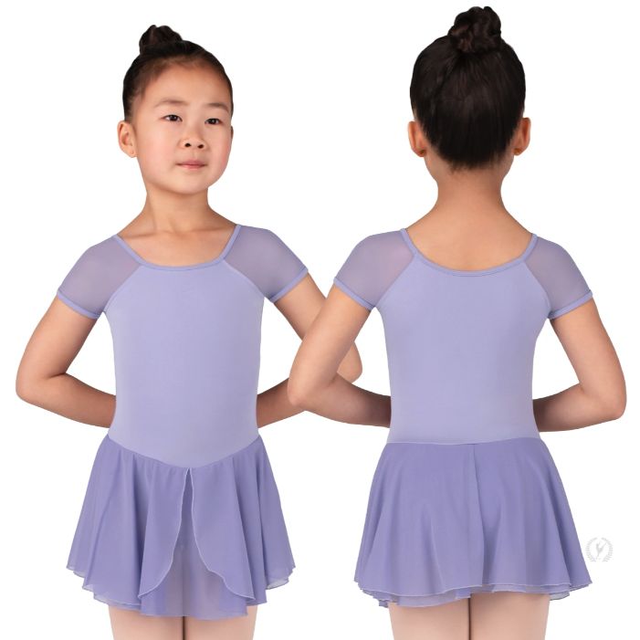 Eurotard: Silhouette Short Sleeve Dance Dress - Girls, Color: Lilac, Size: X-Small