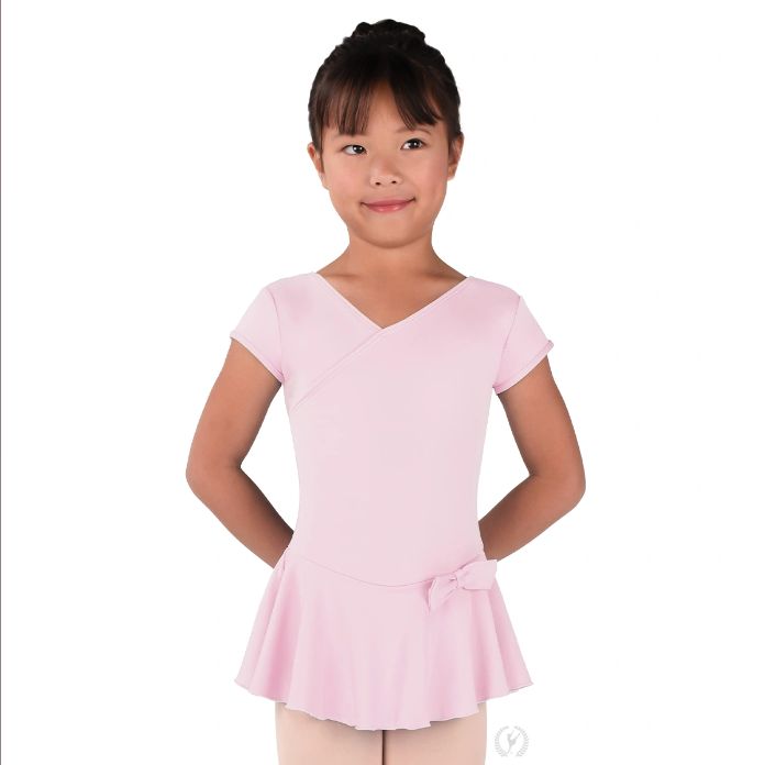 Eurotard: Petite Pirouette Mock Wrap Dress - Youth, Color: Pink, Size: X-Small
