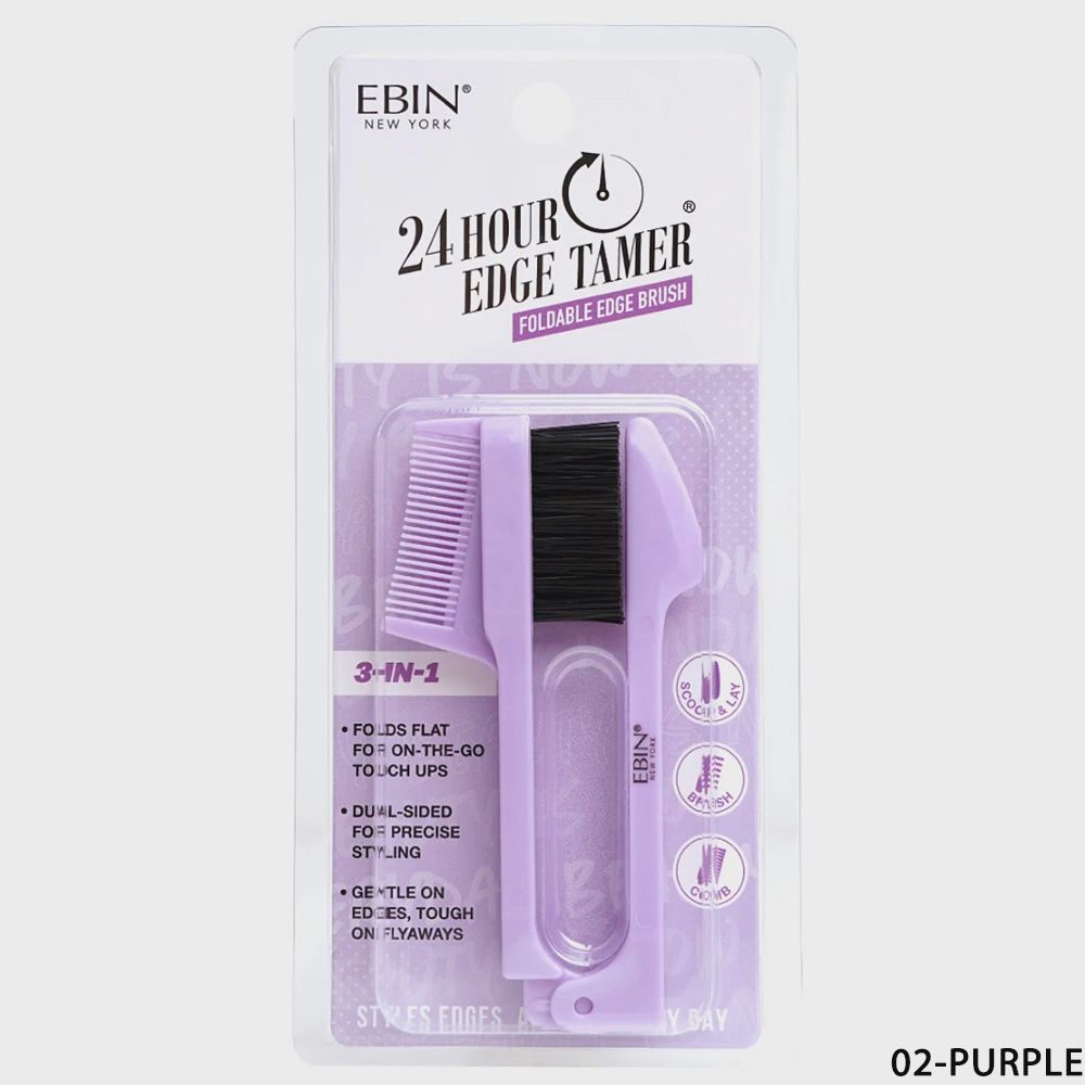 Ebin: 24HOUR Edge Tamer 3IN1 Foldable Edge Brush, Color: Purple