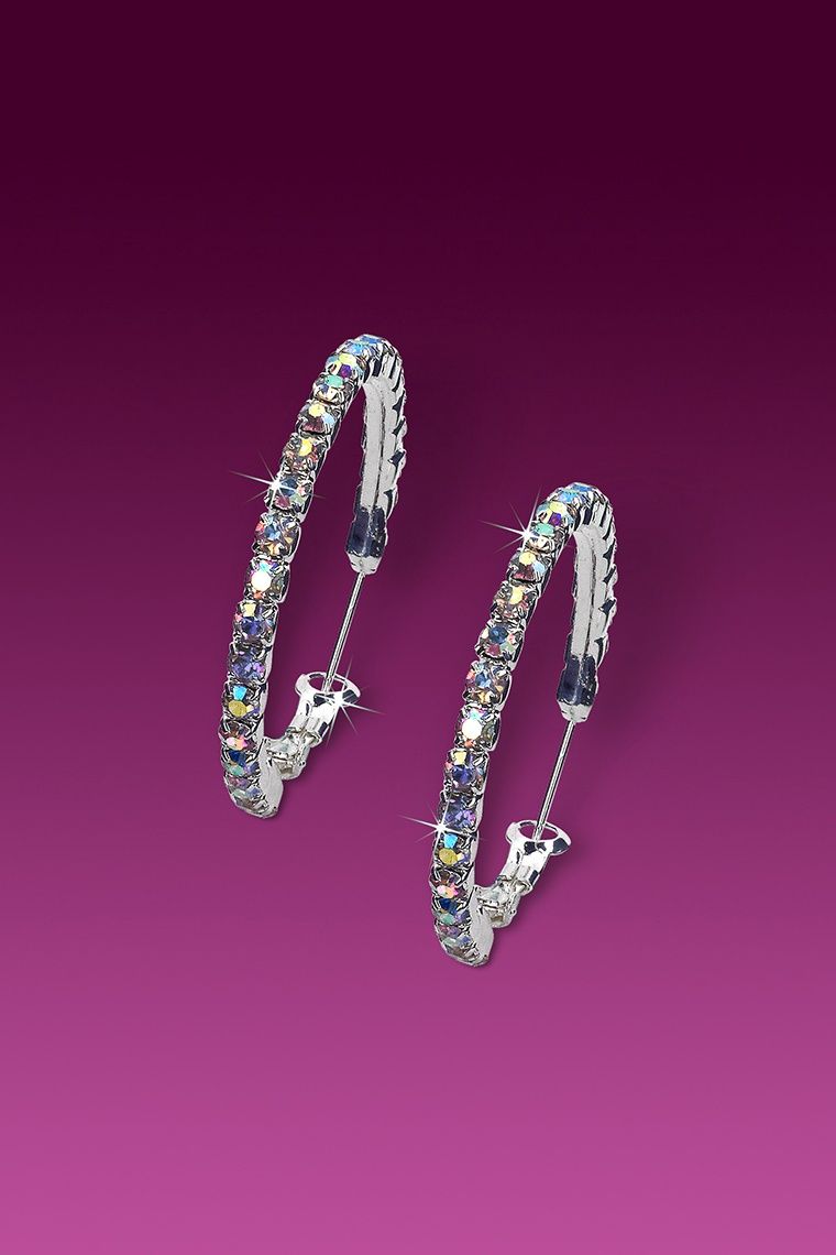 Glamour Goddess: Hoop Rhinestone Earrings, Color: Crystal ABs, Style: Pierced