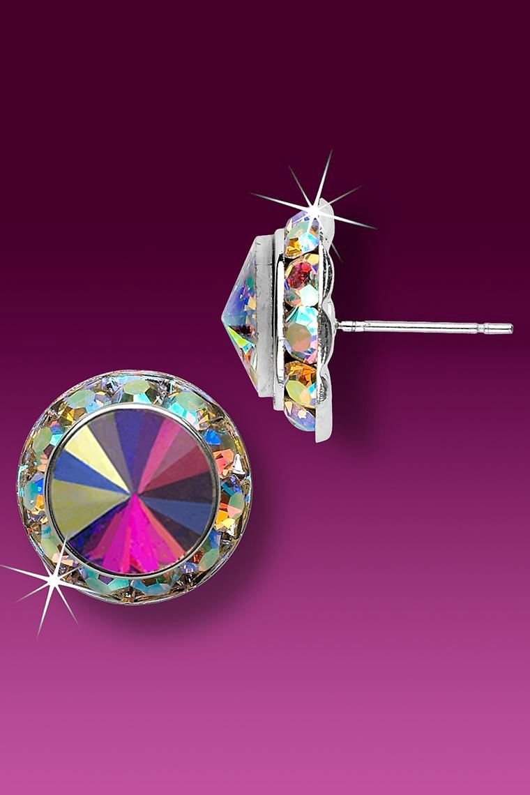 Glamour Goddess: 15mm Stud Earrings, Color: Crystal ABs, Style: Pierced