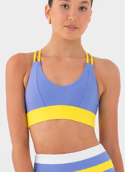 Every Turn: Confidence Crop Top, Color: Periwinkle/Sunflower, Size: Youth 10
