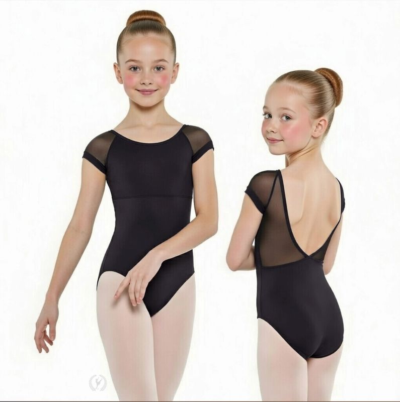 Eurotard: Silhouette Mesh Cap Sleeve Leotard - Youth