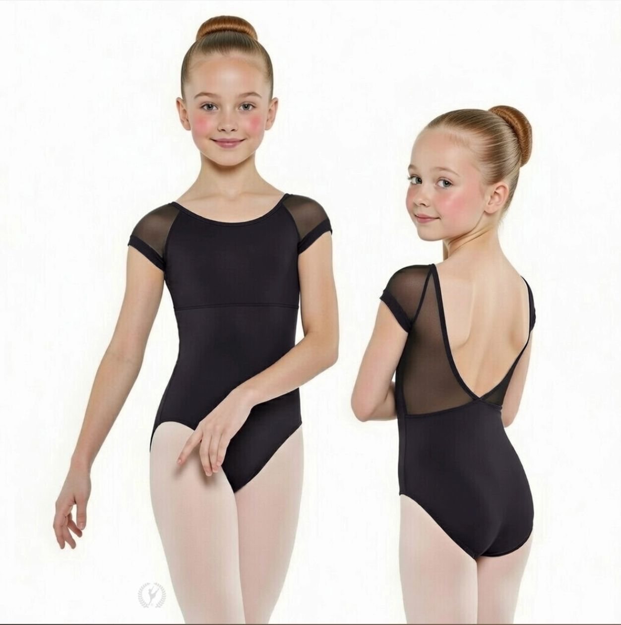 Eurotard: Silhouette Mesh Cap Sleeve Leotard - Youth, Color: Black, Size: Youth Medium