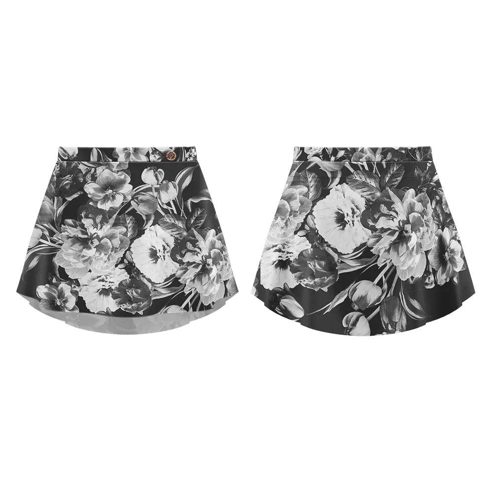 Danse de Paris: Patterned Skirt - Noir Blanc, Color: Noir Blanc, Size: XX-Small/X-Small
