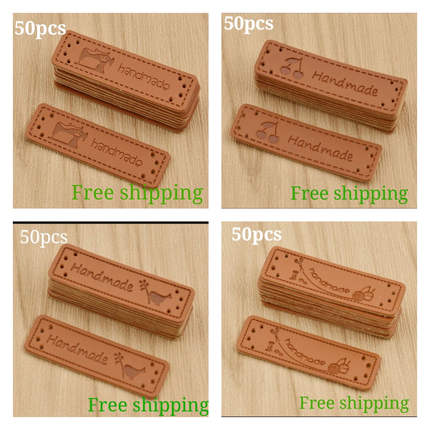 50pcs Handmade PU Leather Labels For Garment Bag Needlework Decoration