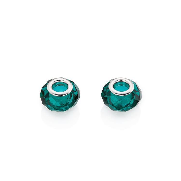 Paire de perles cristal vertes