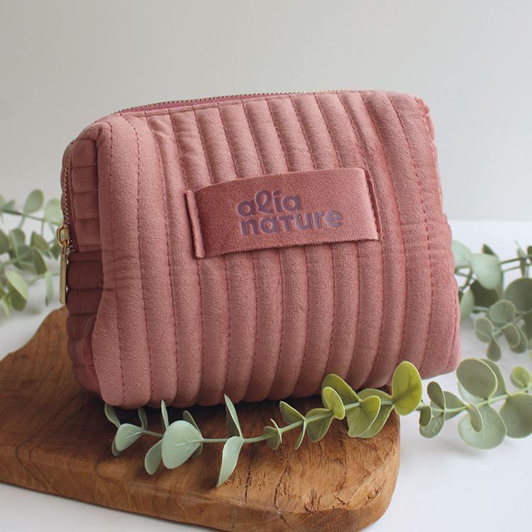 Kosmetiktasche &quot;Alia Nature&quot; - Rosa Samt
