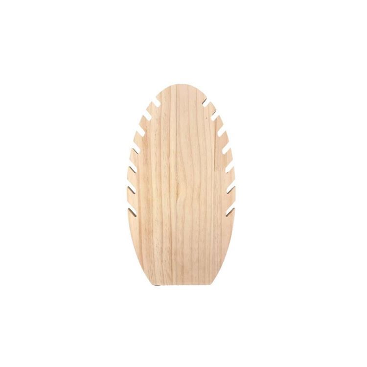 Présentoir bijoux ovale, bois et suédine beige