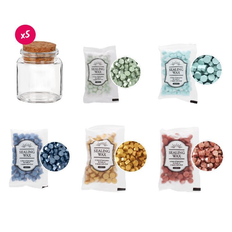 Set &#39;Wachstabletten + 5 Glasflaschen&#39;