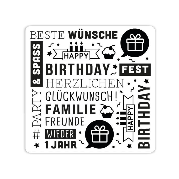 Prägeform &#39;Geburtstag&#39; (15x15cm)