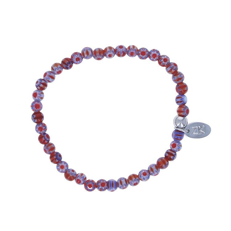 Bracelet perles de verre violet, 15 cm