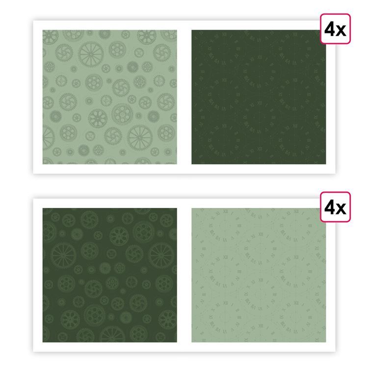 Designerpapier A4 &#39;Zahnräder&#39; (8 Stk.)
