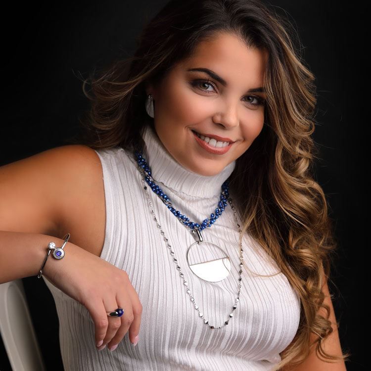 Bouton à visser strass bleu