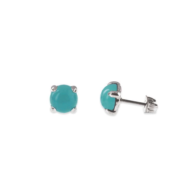 Boucles d&#39; oreilles perle turquoise argenté