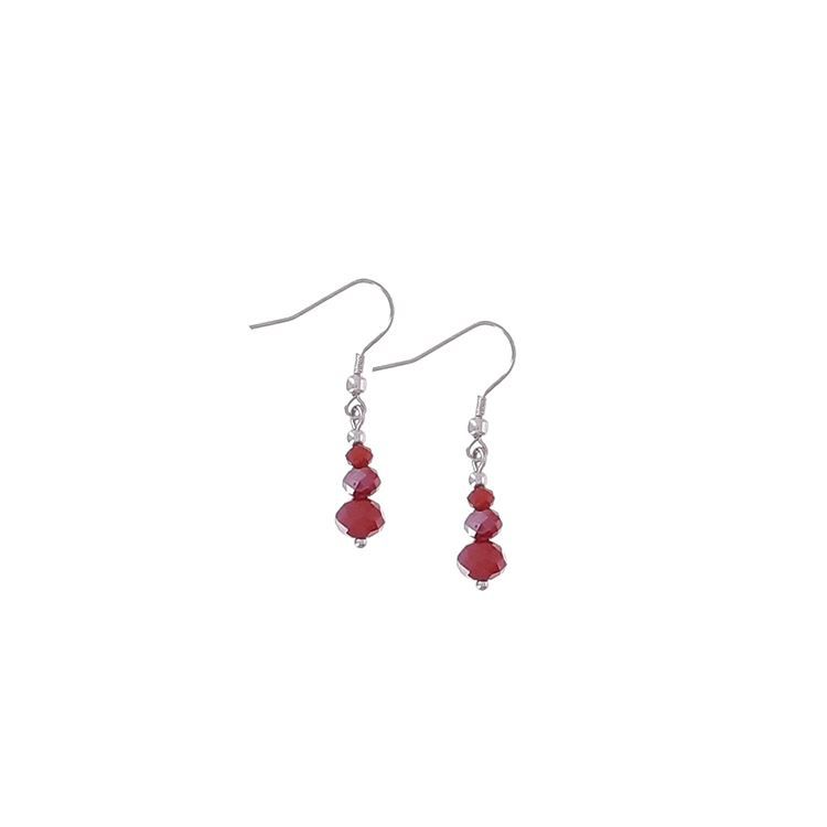 Boucles d&#39;oreilles perles verre bordeaux