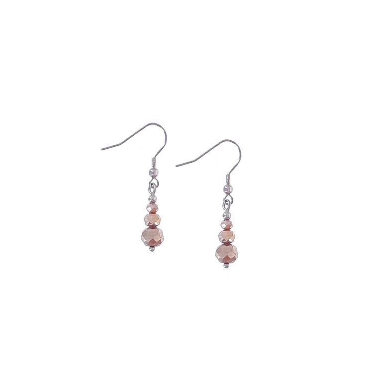 Boucles d&#39;oreilles perles verre brun