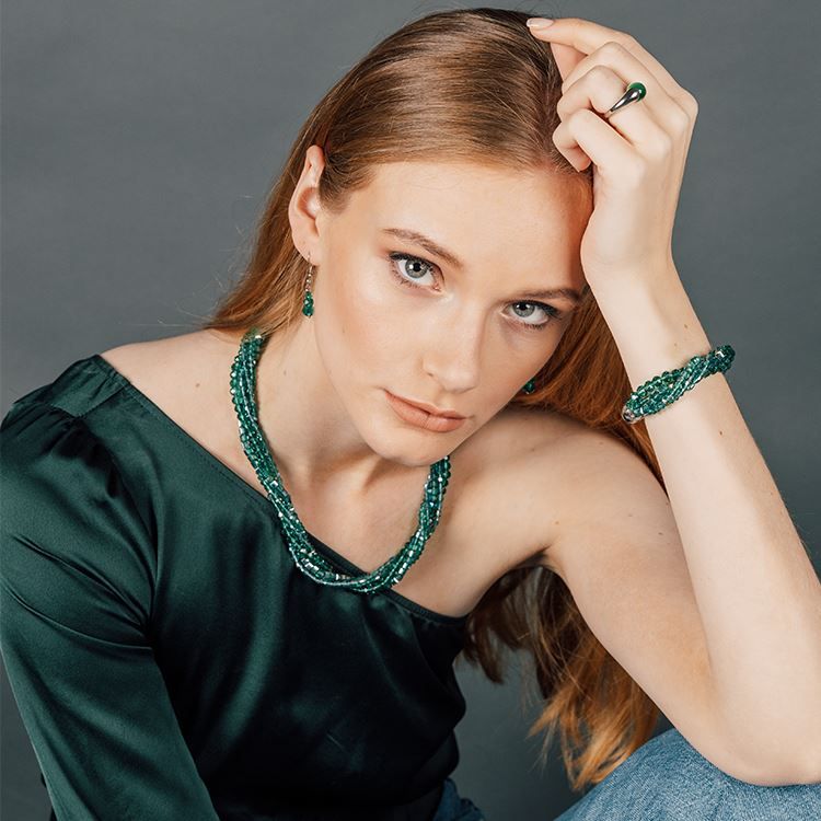 Bracelet rangs verts