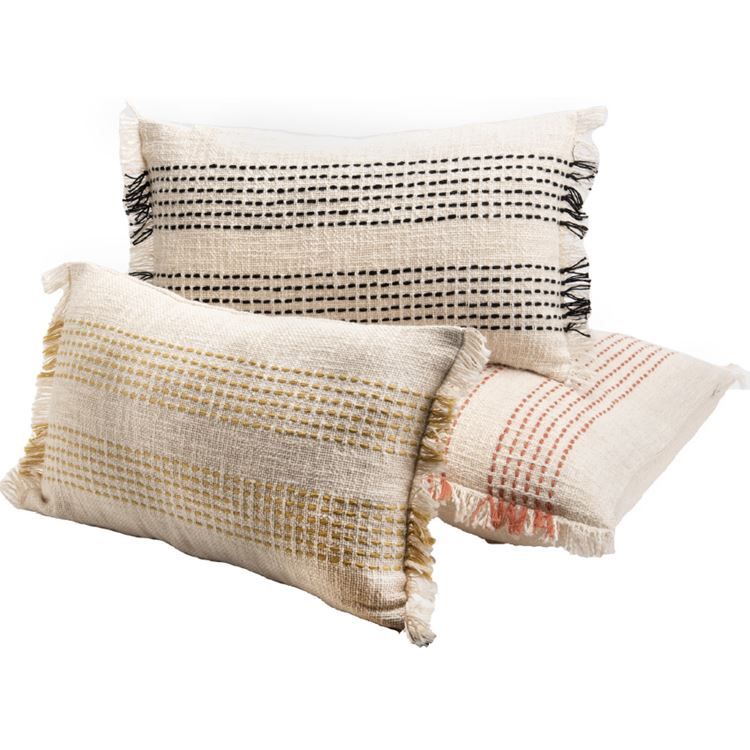 Coussin coton brodé - Curry