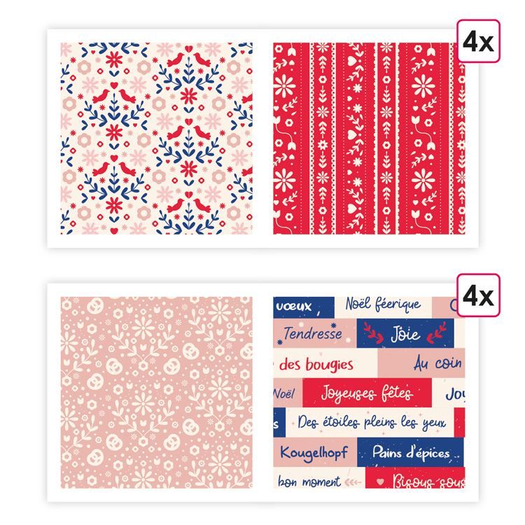 Designpapier A4 &#39;Elsässische Weihnachten&#39; (8 Stk.)