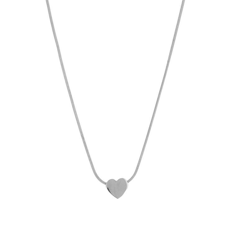 Collier Romance Coeur facetté, argenté, 40 cm