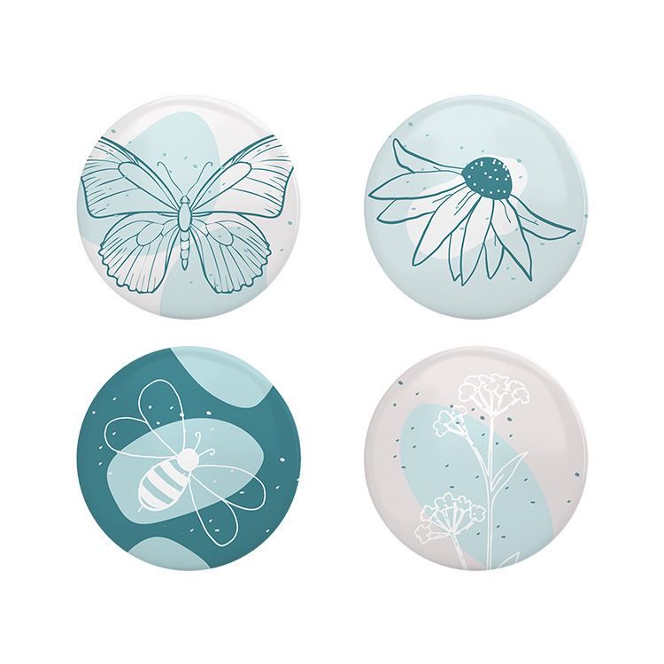 Buttons 'Fauna und Flora' (4 Stk.)