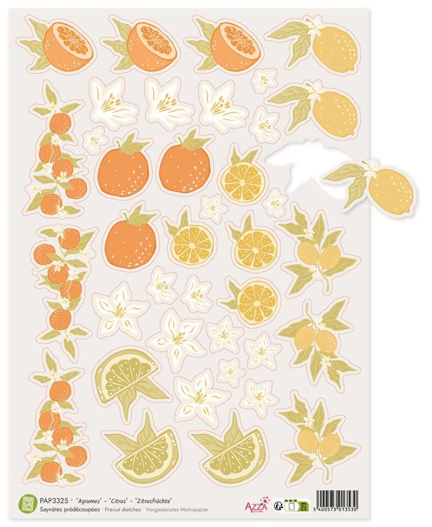 Vorgestanztes Vellum-Motivpapier 'Zitrusfrüchte'