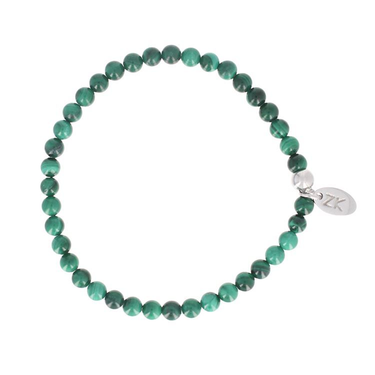 Bracelet malachite, élastique, 3 tailles