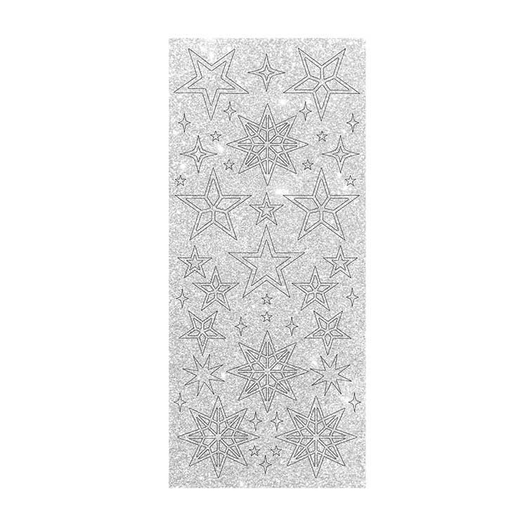 Konturenaufkleber 'Sterne-Pearl Silber'