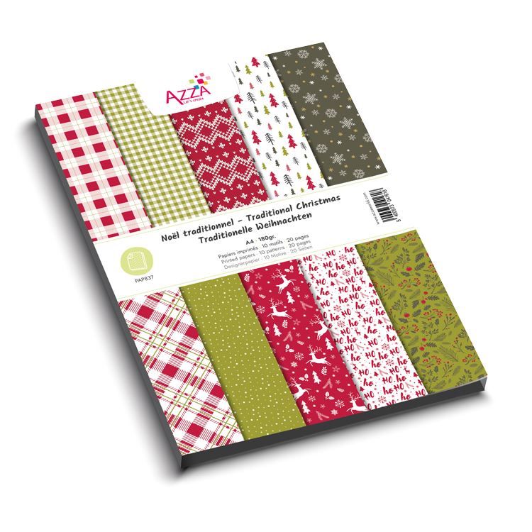 Designpapierblock A4 'Traditionelle Weihnachten'