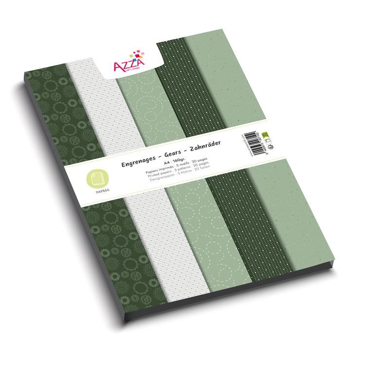 Designpapierblock 'Vellum Zahnräder'