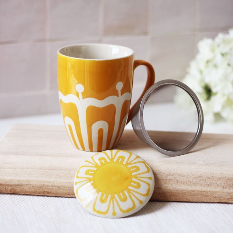 Teebecher mit Sieb &amp; Deckel „Sunrise Aurore“