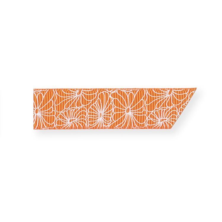 Bedrucktes Ripsband 'Blume Retro Design' (15mm x 3m)