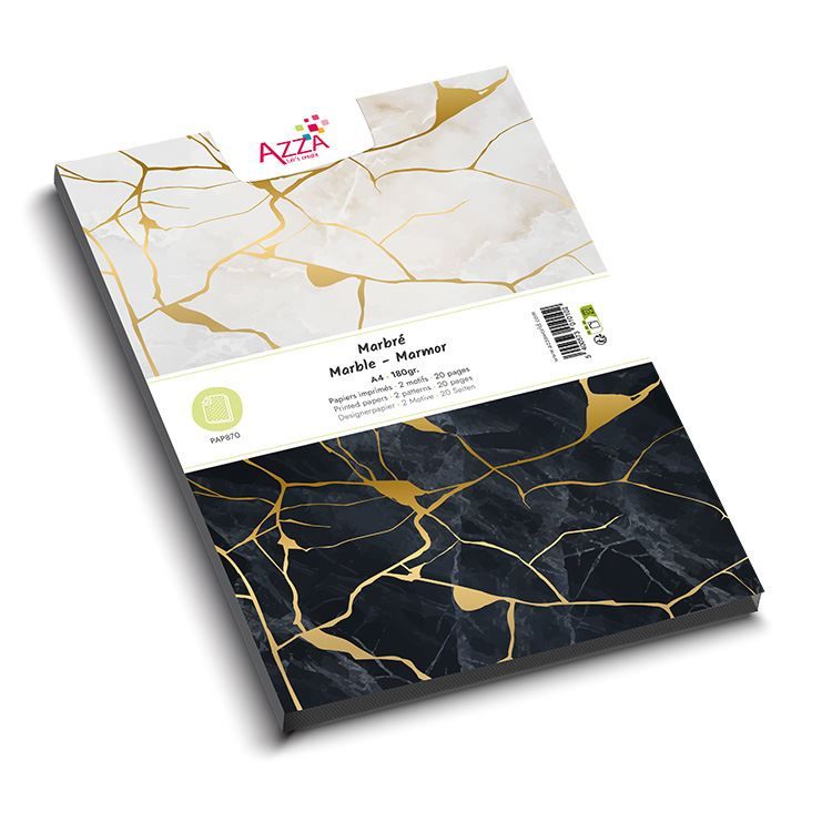 Designpapierblock 'Vellum Marmor' (Gold foliert)