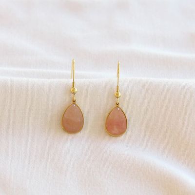Boucles quartz rose, doré