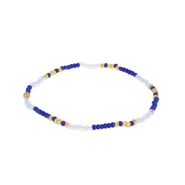 BRA perles bleu/blanc, élastique, 15 cm