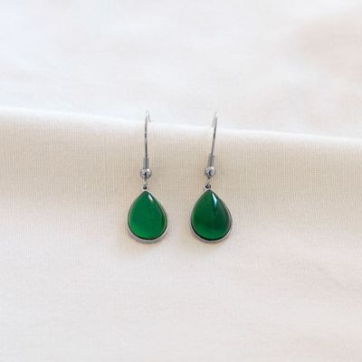 Boucles chrysoprase, argenté