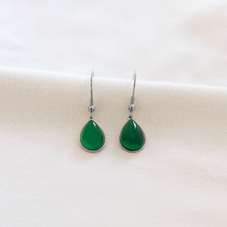 Boucles chrysoprase, argenté