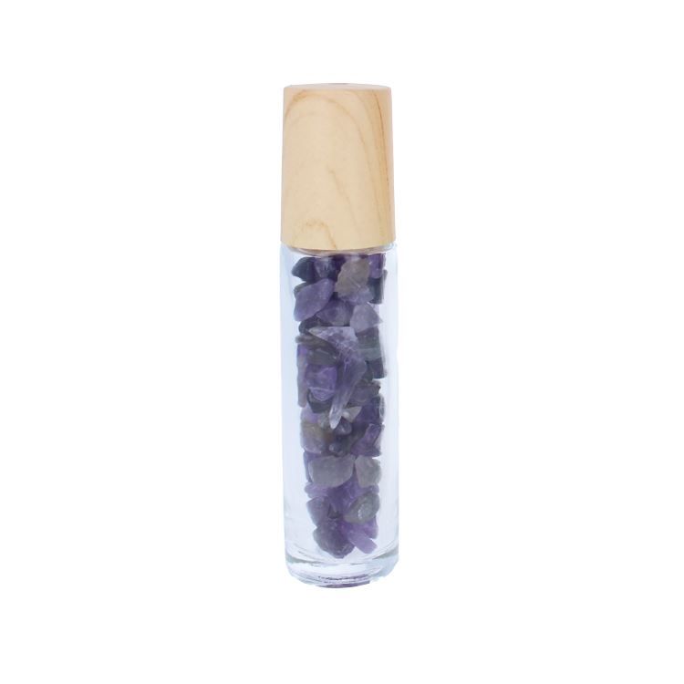Roll-on aus Glas 10 ml – mit Amethyst-Steinen