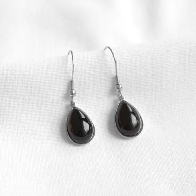 Boucles onyx, argenté